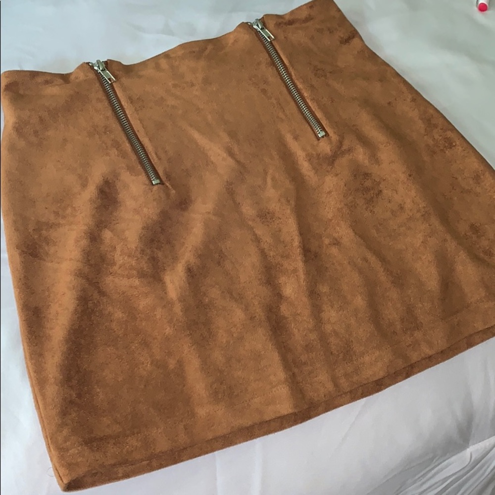 Suede camel colored skirt